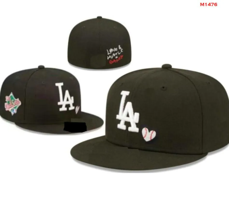 2024 Béisbol masculino Dodgers Sombreros ajustados Serie mundial clásica Hip Hop Deporte SOX Cerrado completo LA NY Gorras Chapeau 1995 Stitch Heart "Serie" "Love Hustle Flowers a9