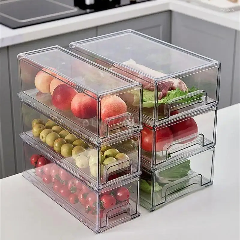 Storage Bottles Multifunctional Sorting Containers Refrigerator Drawer Organizers PET Fridge Basket For Food And Stationery