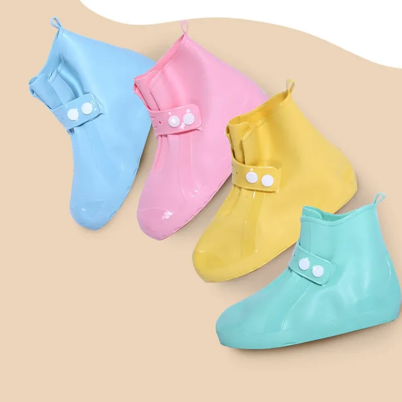 Couvre bottes de pluie imperméables pour enfants chaussures couverture réutilisable antidérapant galoches filles garçons école vélo chaussure protecteur couvre-chaussures