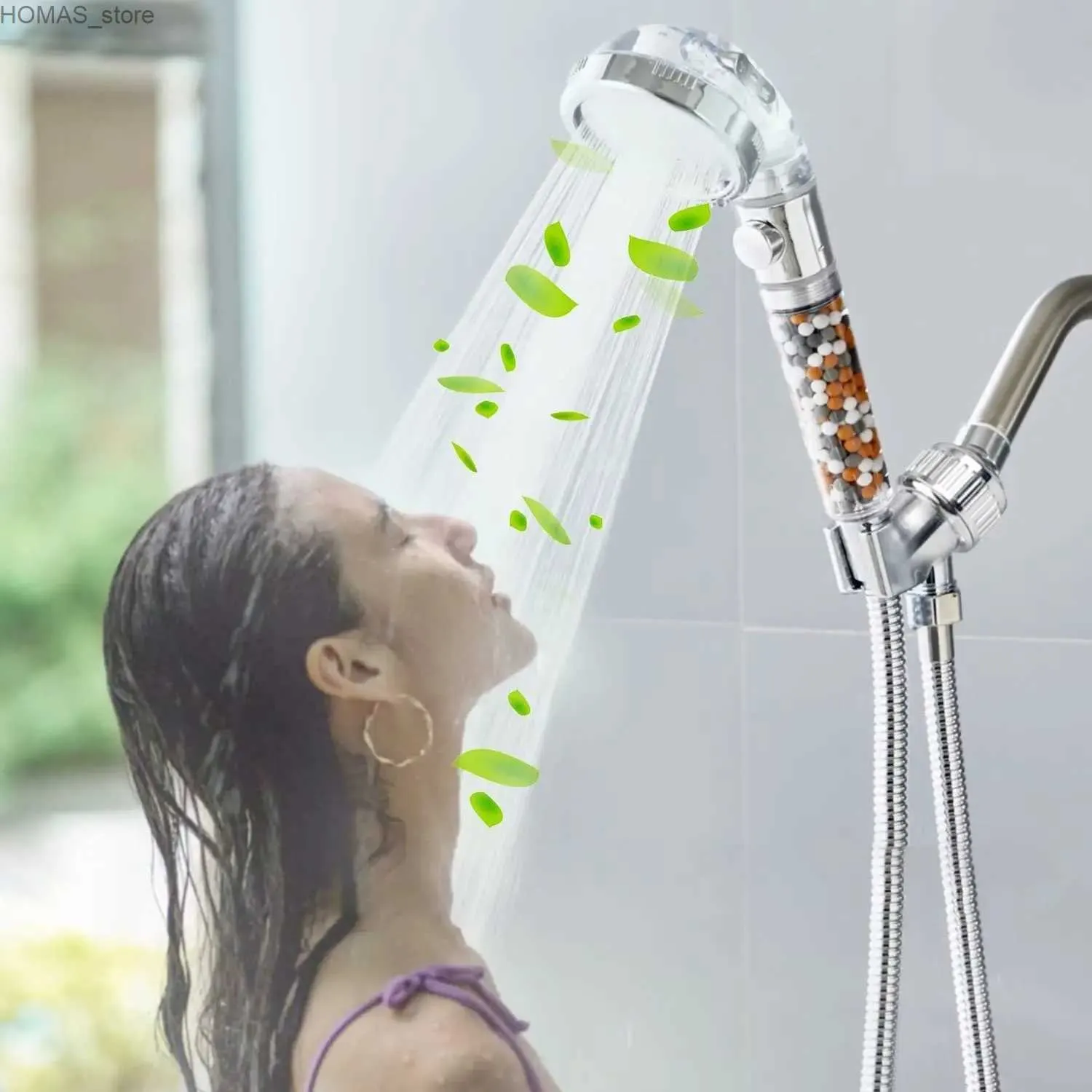 Pommeaux de douche de salle de bain Zhang Ji Nouvelles boules filtrantes de remplacement Pommeau de douche SPA avec bouton d'arrêt Pommeau de douche réglable à 3 modes Y240319