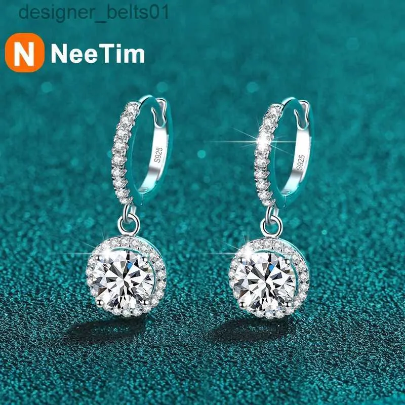 Stud NeeTim 0.5ct 1ct D couleur Moissanite boucles d'oreilles originales 925 boucles d'oreilles en argent sterling pour les femmes étincelant bijoux de luxe de mariageC24319