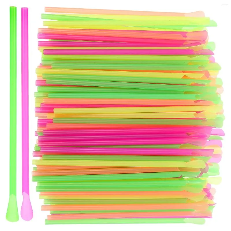 Tasses jetables Paies 150pcs Spoon Boire pour les milkshakes de thé à bulles (couleur mélangée)