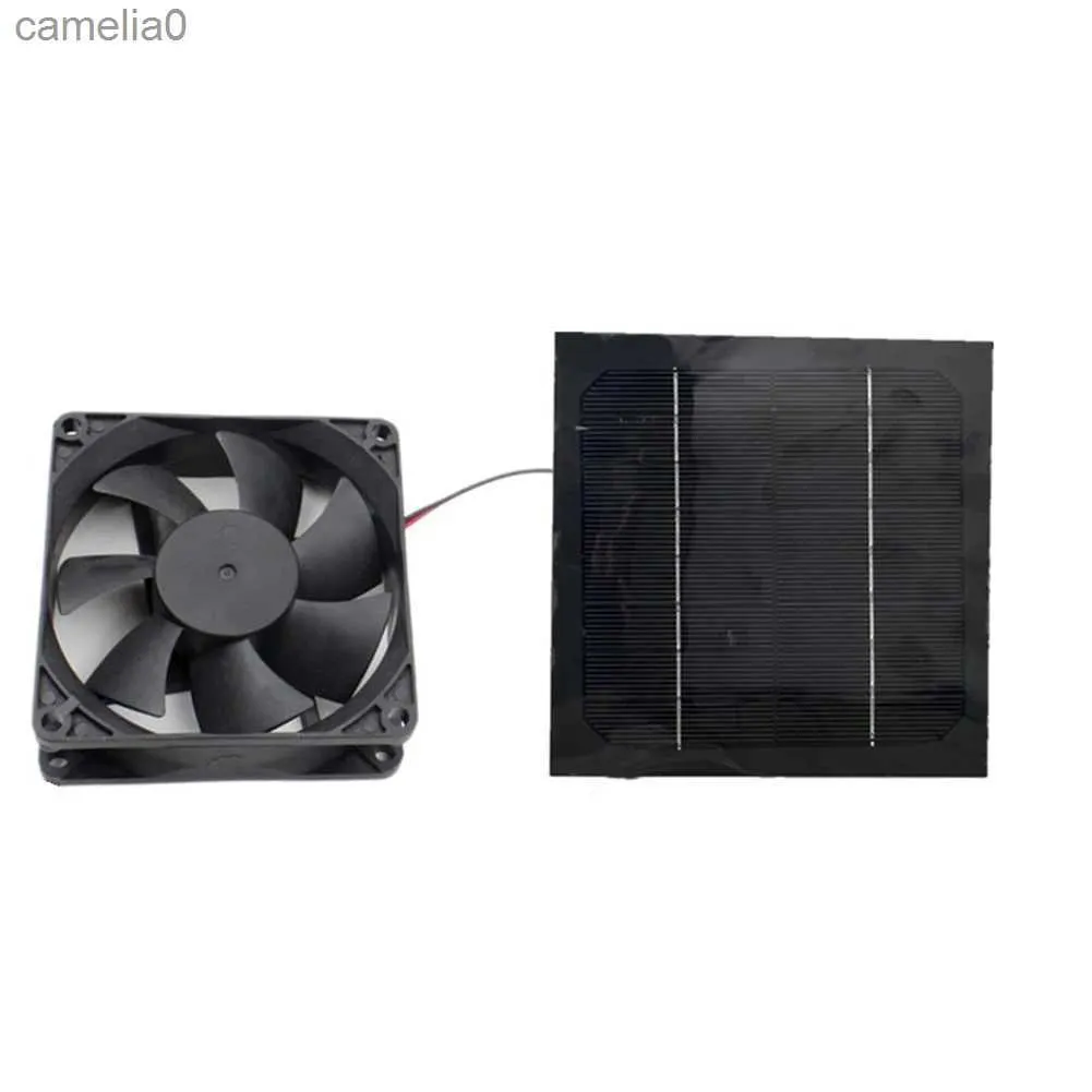 Electric Fans 20W 12V Solar Panel Exhaust Fan Air Extractor Mini Ventilator Solar Panel Powered Fan for Dog Chicken House GreenhouseC24319