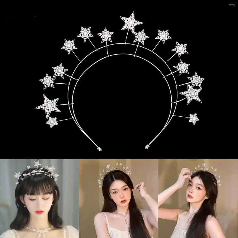 Grampos de cabelo estrela bandana feminino cor prata metal hairbands geométrico headpiece noiva acessórios elegantes