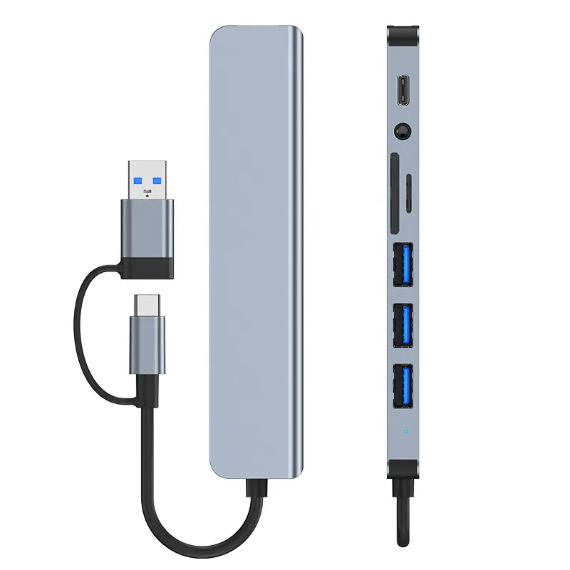 8 In-2 USB HUB 3.0 USB C HUB Dock İstasyonu 5Gbps Yüksek Hızlı Şanzıman USB Ayırıcı Tip C-USB OTG Adaptör MacBook Pro için