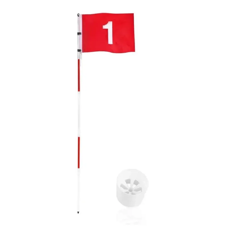 AIDS Golf Flagsticks Flags Hole Pole Cup Set Portable 5 Section Practice Golf Pin Pole Flags For Yard Garden Training