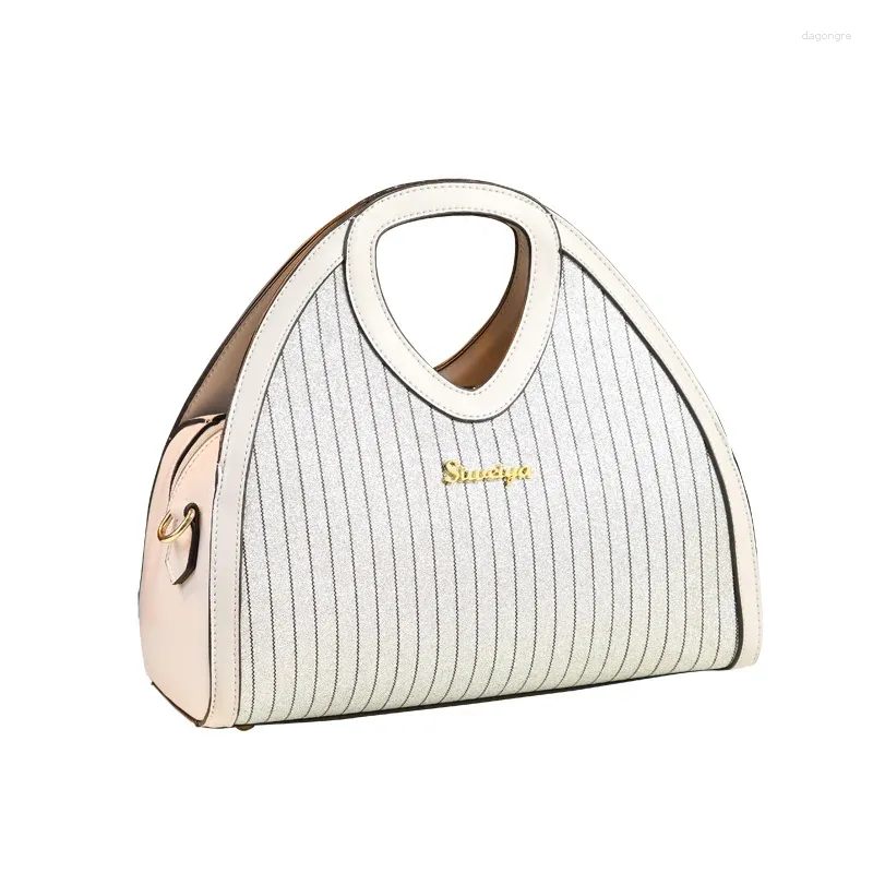 Totes ICEV Casual Stripe Messenger Bags For Women High Quality Leather Handbag Ladies Office Clutch Top Handle Famous Brands