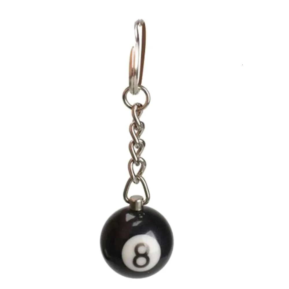 Fashion Creative Billiard Pool Keychain Table Ring Lucky Black No.8 Key Chain 25mm Harts Ball Jewelry Gift