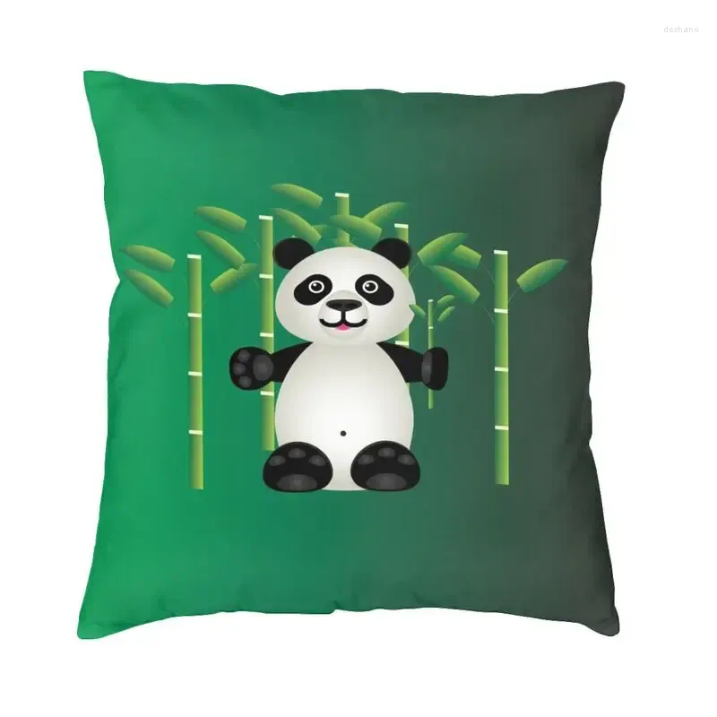 Taie d'oreiller Panda ours dans la forêt de bambou, housse de sol avec dessin animé Animal pour voiture, taie d'oreiller à la mode, décoration de maison