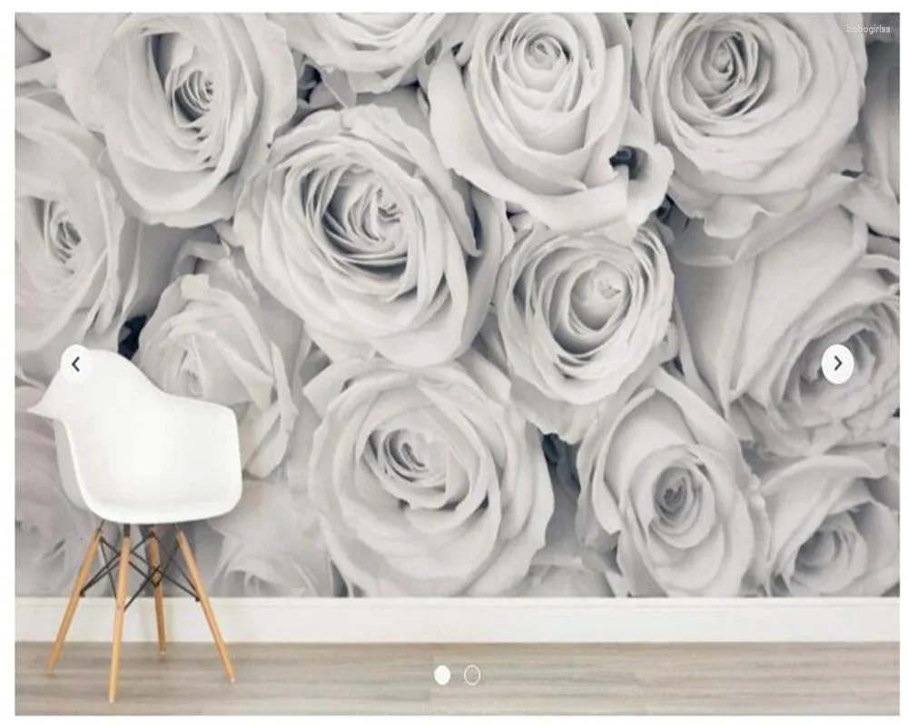 Bakgrundsbilder Anpassade blommor Bakgrund Rose Mist väggmålning för vardagsrum sovrum bakgrund vägg hem dekoration