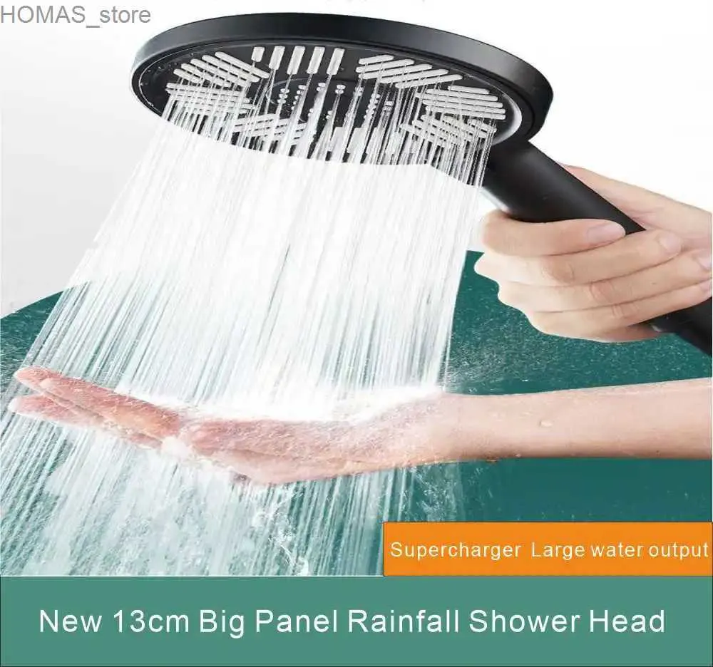 Cabeças de chuveiro de banheiro 13cm painel grande cabeça de chuveiro de alta pressão conjunto de chuveiro de chuva de economia de água 3 modos de chuveiro ajustável acessórios de banheiro Y240319