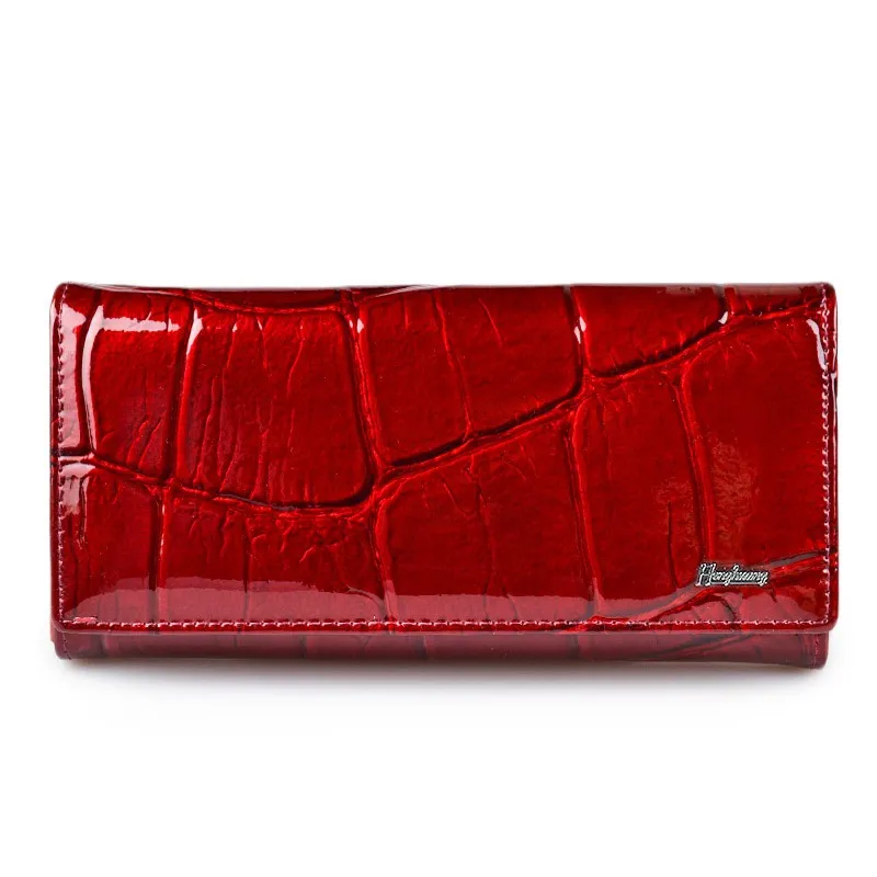 Duża pojemność damska RFID blokowanie oryginalnego skórzanego portfela czerwona torebka luksusowe sprzęgło torby wieczorowej