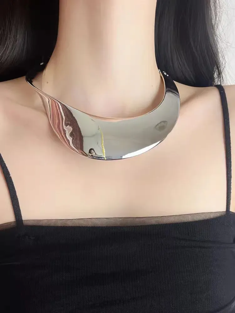 Choker överdriven metall slätark chunky öppen justerbar halsband för kvinnor flickor minimalistiska punk smycken gåvor