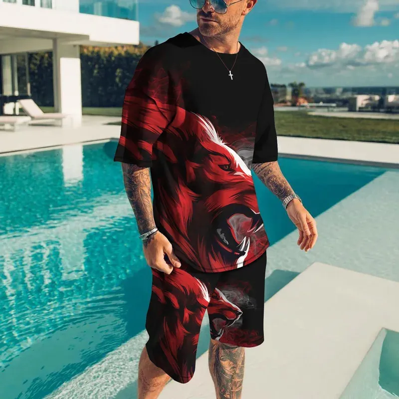 Summer Beach 3D Tshirt Suits Sportswear Oversize odzież Strasze