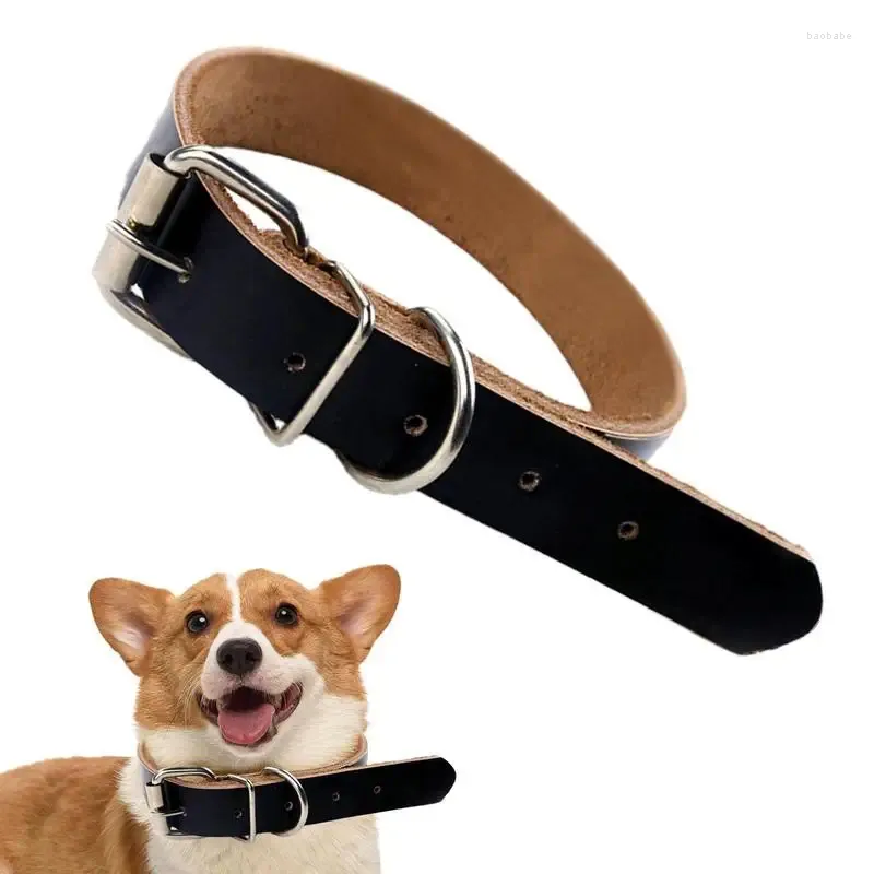 Halsbanden Leren halsband Opgerold Verstelbare metalen gesp voor honden Handgemaakt klein, middelgroot en groot