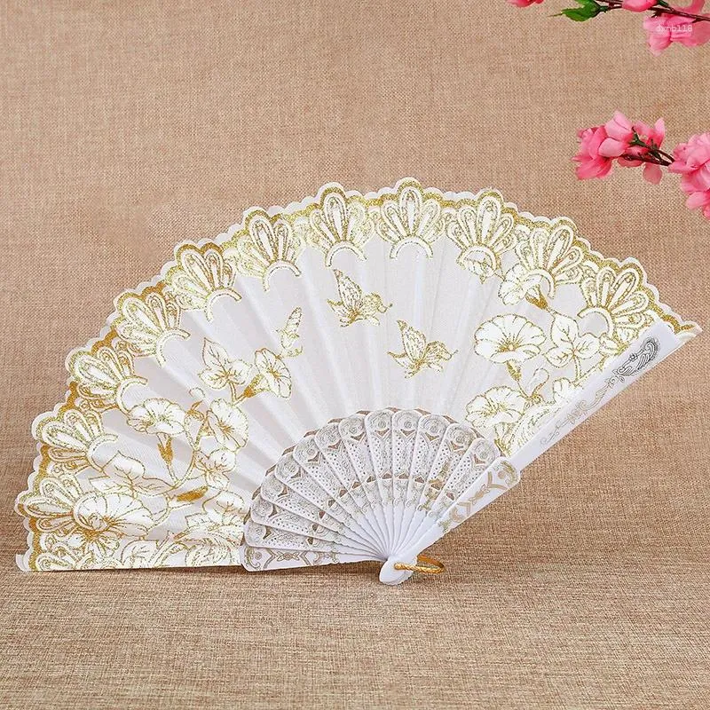 Decorative Figurines Chinese Style Folding Dance Fans Wedding Party Lace Silk Hand Held Flower Fan Vintage Women Girl Po Prop