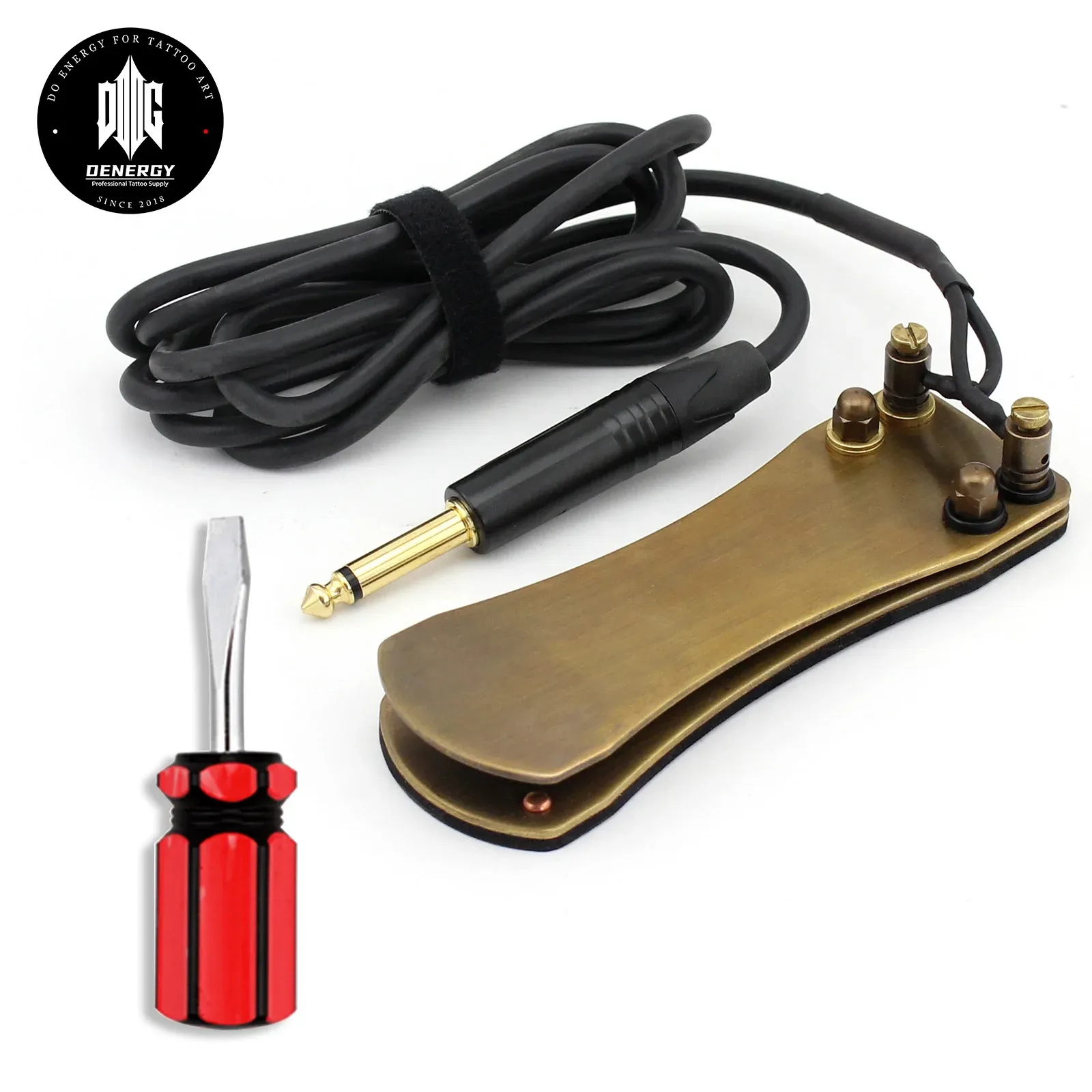 Supply Denergy Tattoo Foot Pedal Premium CNC Mini Brass Foot Switch for Tattoo Power Supply