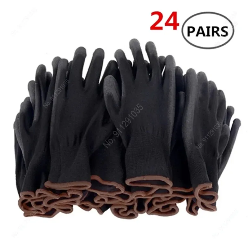 Gloves pairs of nitrile safety coated work gloves PU gloves and palm coated mechanical work gloves obtained CE EN388