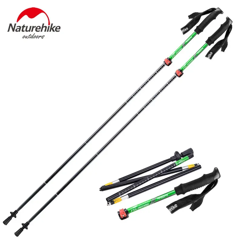 Sticks Naturehike 1 Pcs Leve Cinco Seções Dobre Bengala Ultra Leve 7075 Esponja Lidar Com Bloqueio Profissional Trekking Pólo NH15A