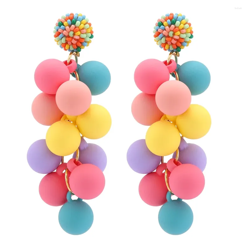 Boucles d'oreilles pendantes Ztech mode coréenne Bijoux d'été pendentifs en boule acrylique pour femmes accessoires de déclaration mignon élégant Bijoux Femme