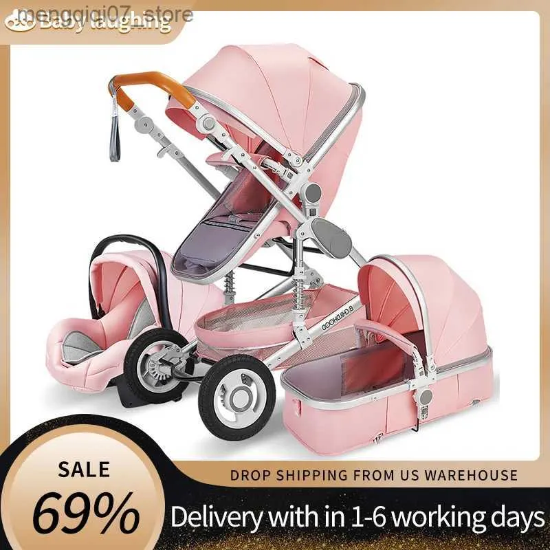 Barnvagnar# baby barnvagn 3 i 1 hög landskap barnvagn liggande baby vagn vikbar barnvagn baby basinet puchair nyfödd l240319