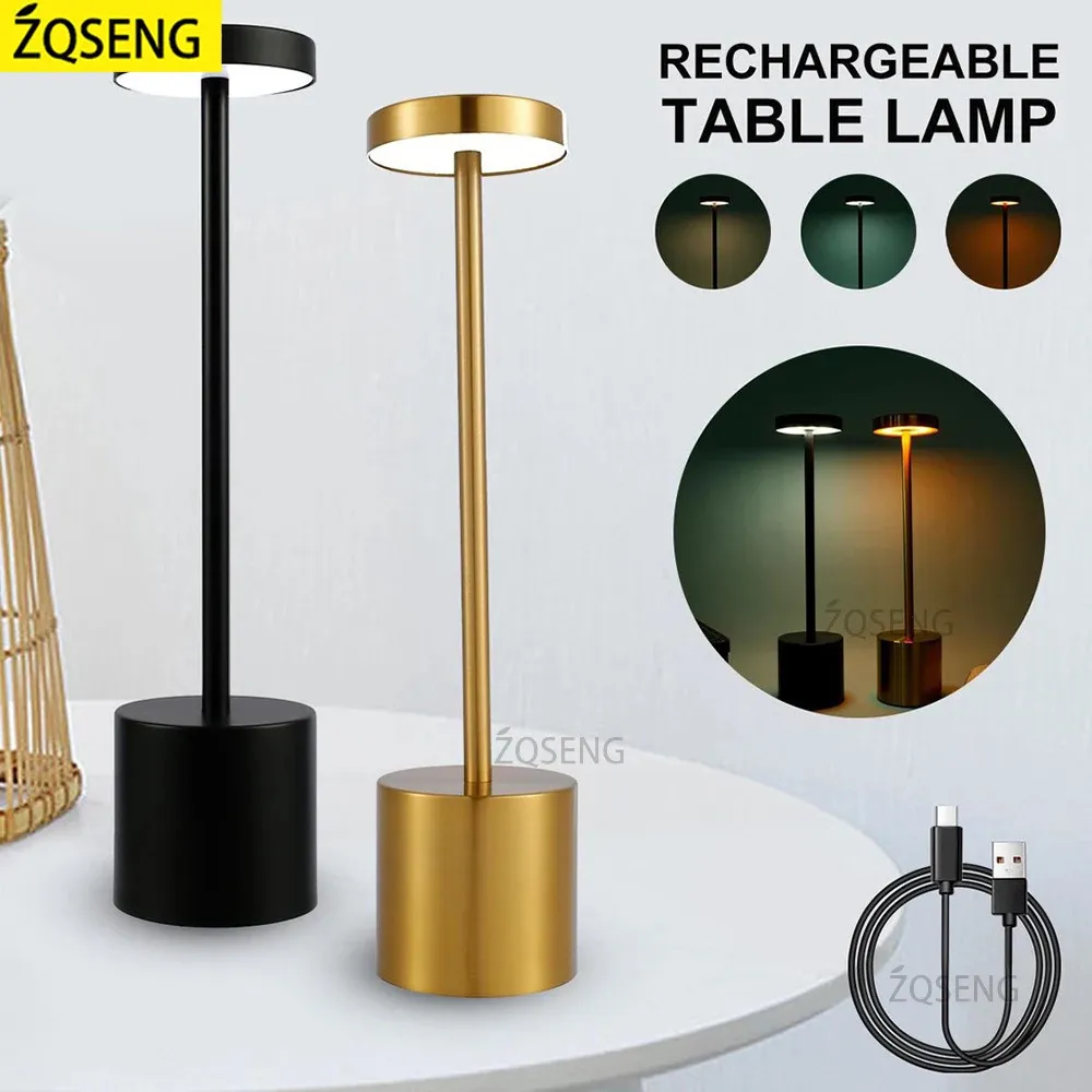 Rechargeable Table Lamp LED Touch Sensor Desktop Night Light Wireless Reading Lamp For Restaurant el Bar Bedroom Decor Light 240304