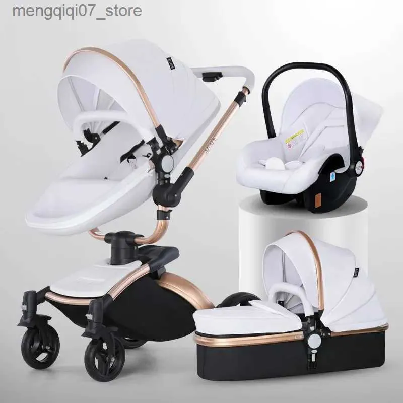 Poussettes # Haute paysage bébé poussette 3 en 1 avec siège auto et poussette luxe infantile poussette ensemble nouveau-né bébé siège auto chariot L240319