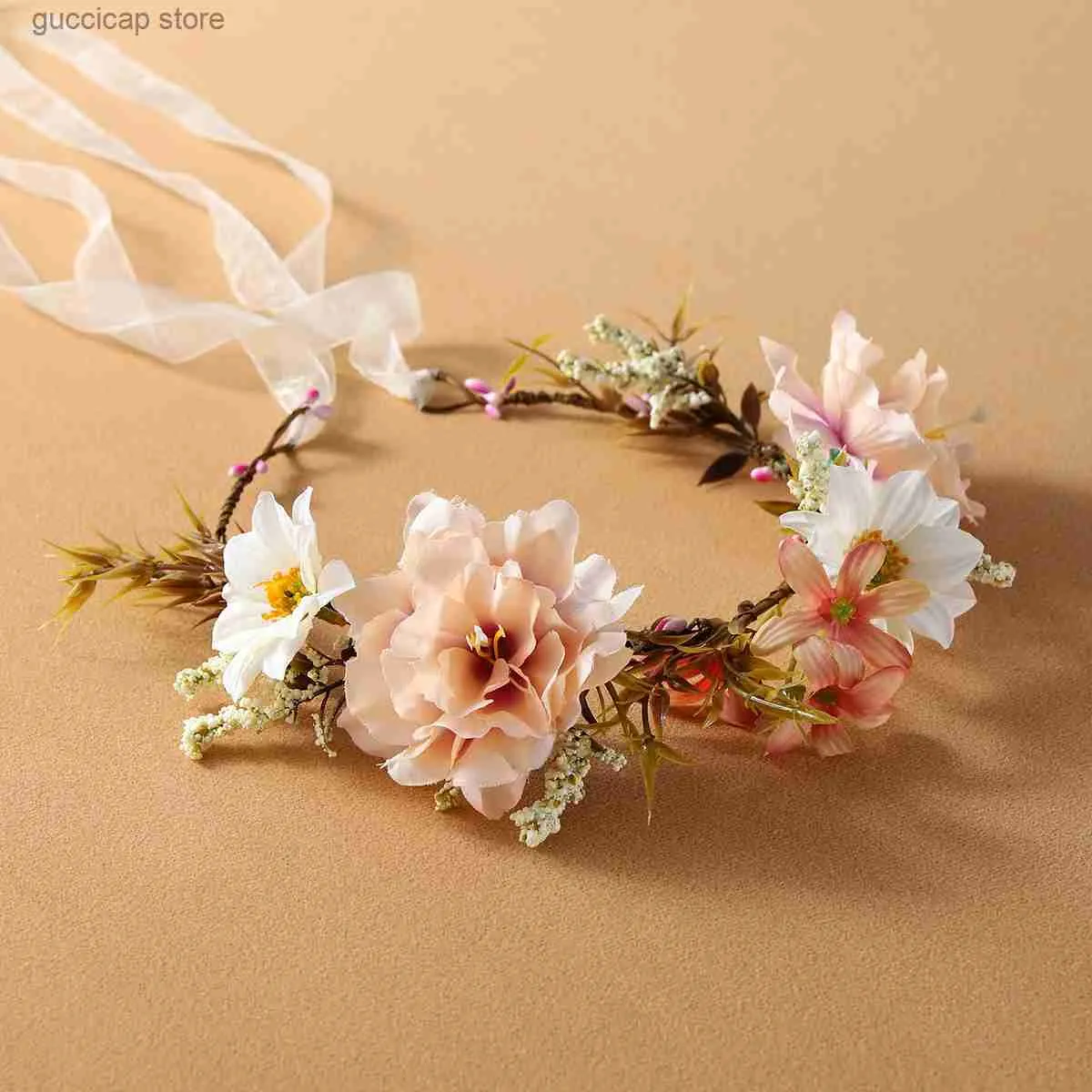 Tiaras itacazzo tocado de novia dekorado con flores para mujer aro de pelo adecuado para fiesta de cumpleaos accesorios de fotograf y240319