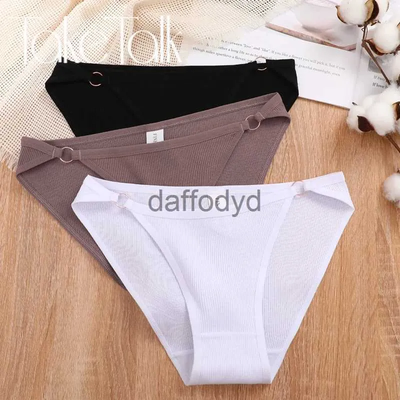 Women's Panties Cotton Briefs Low Rise Panties for Women Ring Link Hook Underwear Female Ribbed Breathable Soft Underpants Intimates Lingerie 240319