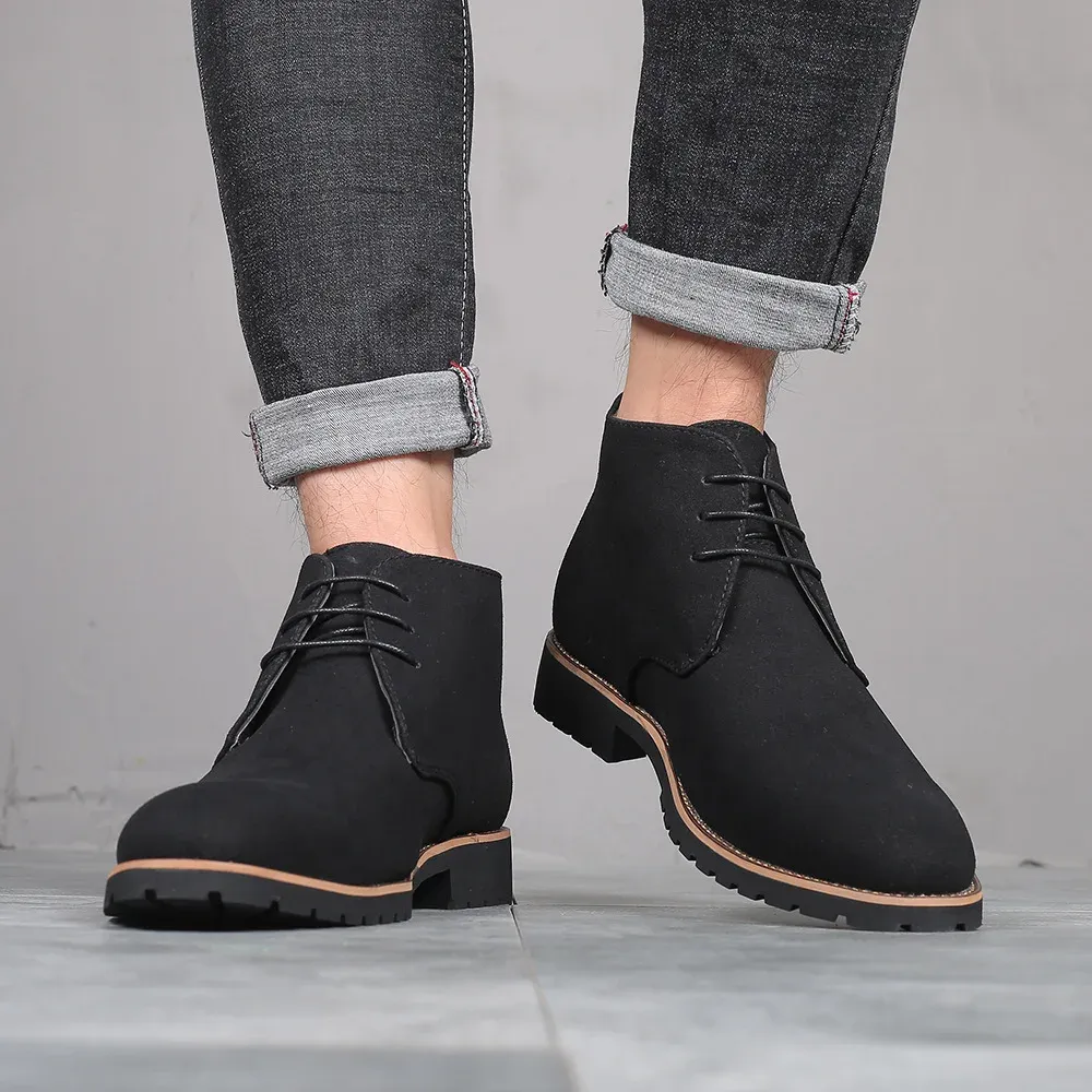 Boots Fashion Men Classic Suede Leather Chelsea Chukka Boots for Man Ankle Casual British Style Short Boot HighTop Shoes Winter