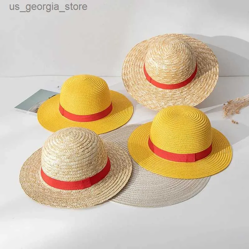 Chapeaux à larges bords Chapeaux de seau 35 cm Luffy Hat Str Hat Performance Animation Jeu de rôle Accessoires de protection solaire Été Sun Hat Str Femmes Y240319