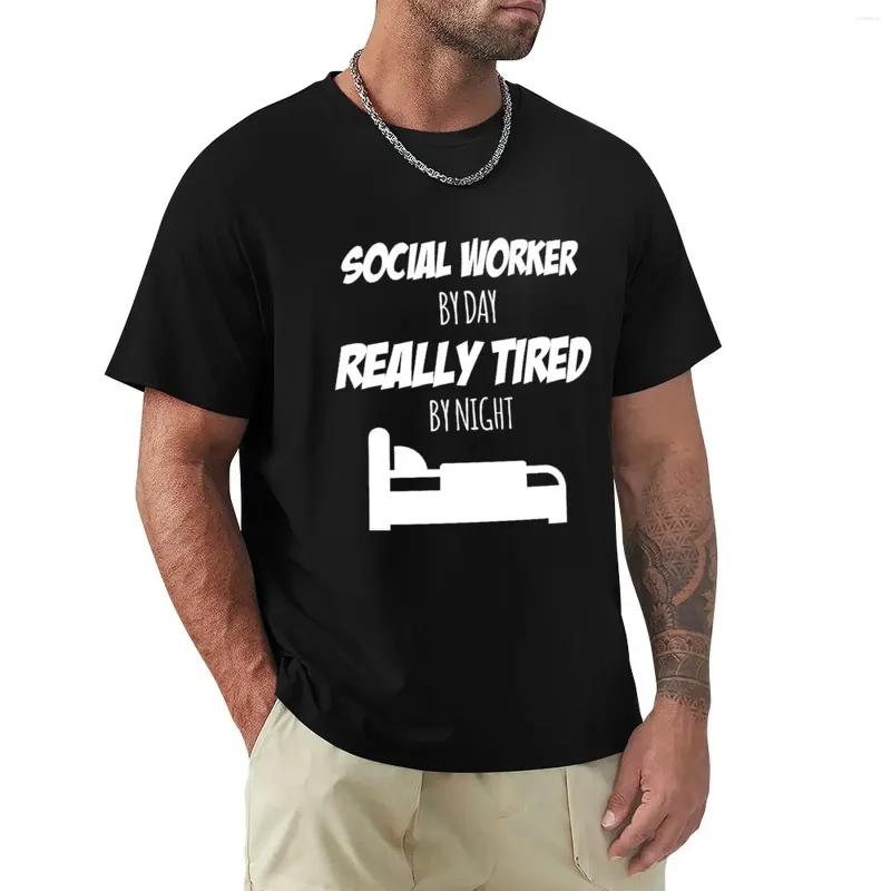 Herrpolos socialarbetare jobb rolig gåva för varje rolig slogan hobby arbete t-shirt sommar topp vanlig vit t skjortor män