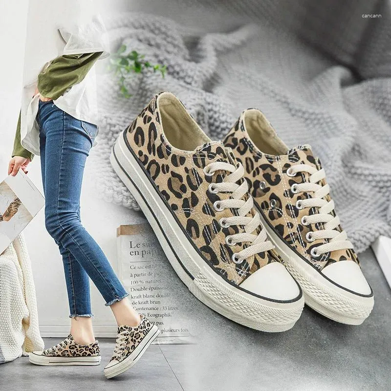 Casual Shoes Leopard Canvas Women Flat Platform Sneakers Woman High Top Tenis Mujer