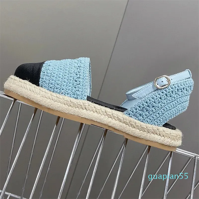 2024 Leisure Women's Platform Sandals Summer Weave Weave Design الجزء العلوي السميك السميك السميك الناعم مريح مستدير أحذية الصياد الإناث