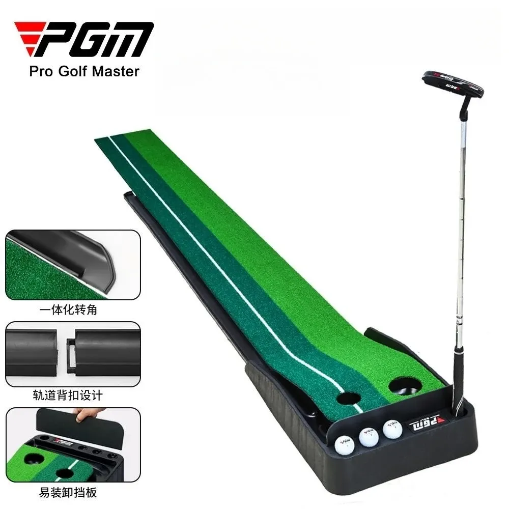 Aiuta l'allenatore del putt da golf al coperto Tappetino da golf portatile per pratica del golf Allenatore del putter da golf verde 2,5 M/3 M con/senza fairway di ritorno