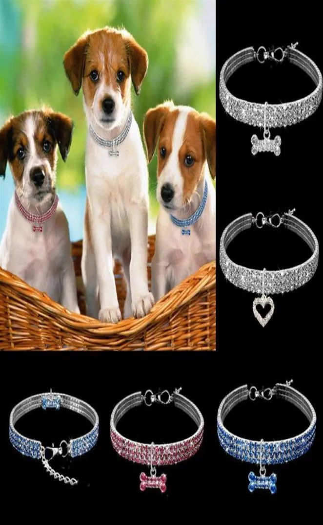 MOQ 2PCS Fashion Style Rhinestone Halsband Pet Collar med Elastic Rope Stretch Pet Cat Dog Necklace Chain Pet Supplies Accessorie2008774