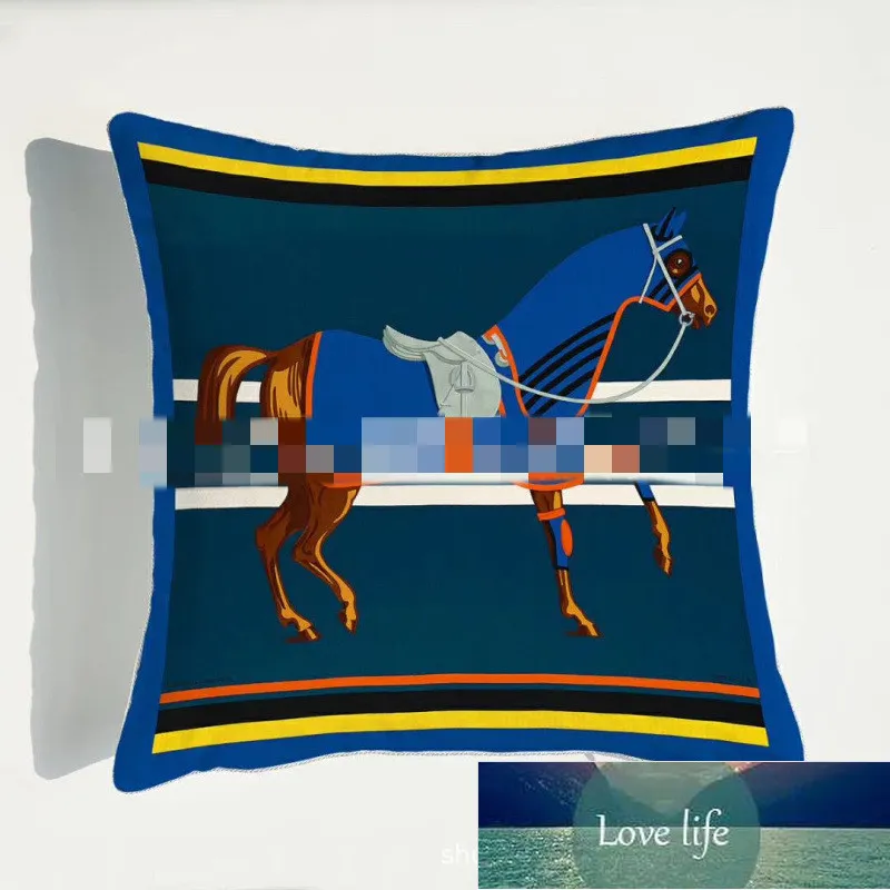 Novo padrão designer de luxo série cavalo travesseiros quadrados holland veludo super macio amostra decoração do quarto impressão capa almofada