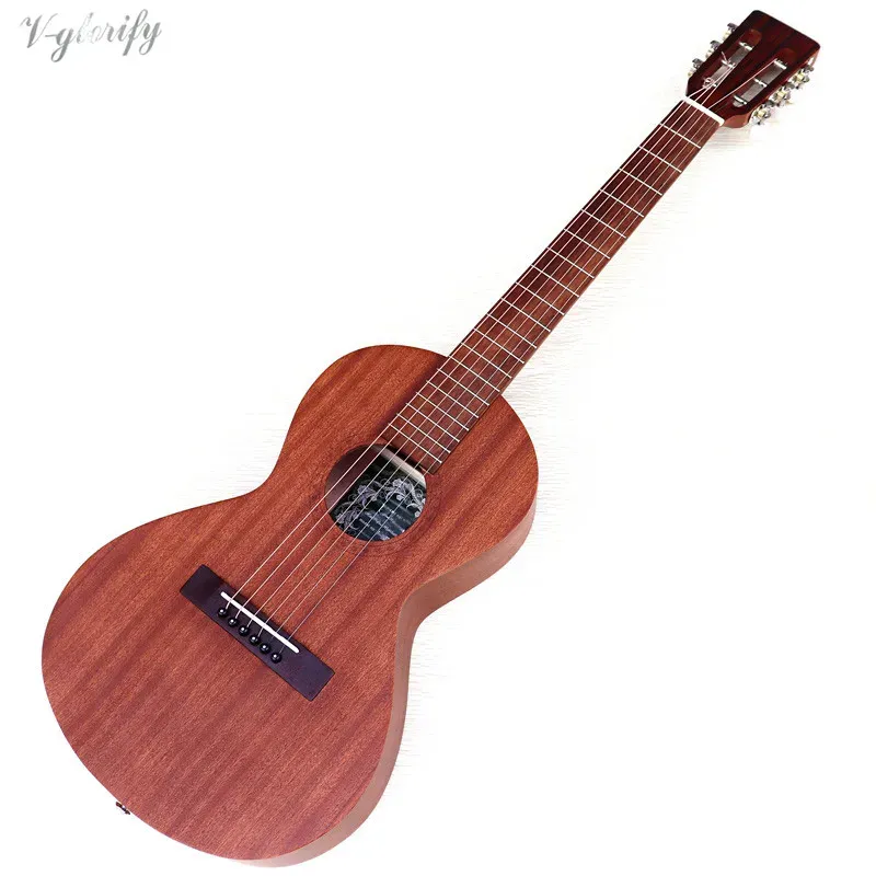 Gitarren-Reisegitarre, 36-Zoll-Akustikgitarre, 6-saitige Mini-Gitarren, braune und natürliche Farbe, Folk-Gitarre, voller Sapele