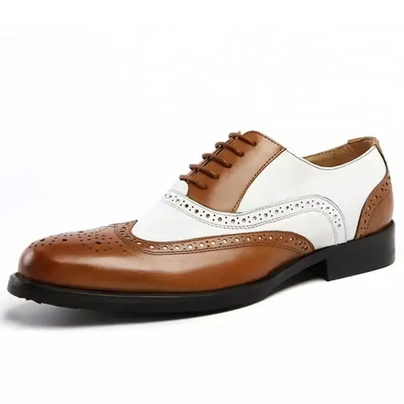 Ayakkabı 2023 yeni oyma renk engelleme iş erkekler elbise ayakkabı deri ayakkabı lüks tasarımcı markası brogue ayakkabı erkek