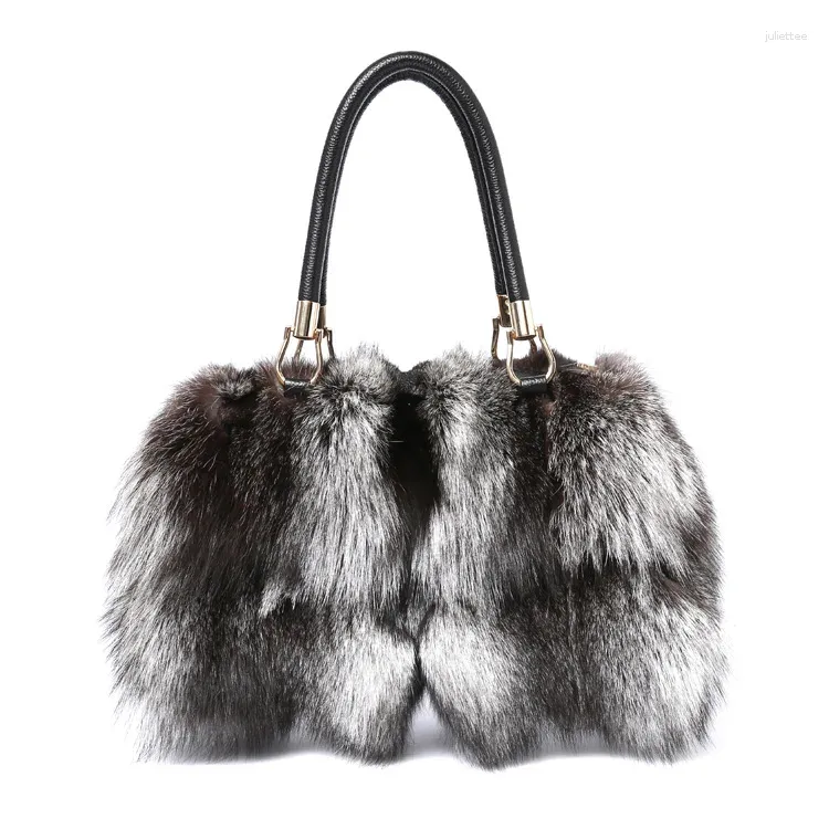 トートズの贅沢な自然な毛皮の女性ショルダーバッグレディース冬の財布とハンドバッグクロスボディ