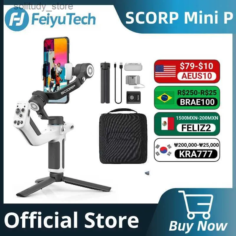 Stabilisateurs FeiyuTech officiel SCORP MINI-P poignée universelle portative à 3 axes adaptée aux smartphones iPhone et Samsung avec une charge de trépied de 520g Q240319