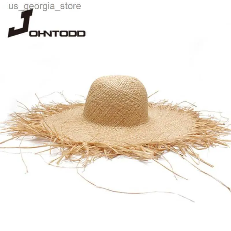 Geniş Memlu Şapkalar Kova Şapkaları Str Str Sun Hat Geniş Brim Gilrs Doğal Rafia Panama Plajı STR SUN HAT Kadın Tasarımcısı Tatil Şapkası Y240319
