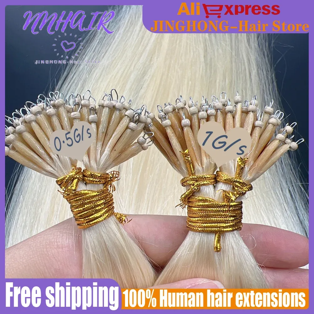 Extensions NNHAIR 18Inches20Inches 100% Human Straight Hair Extensions Tip Nano Rings Remy Hair Extensions 0.5G/S1G/S