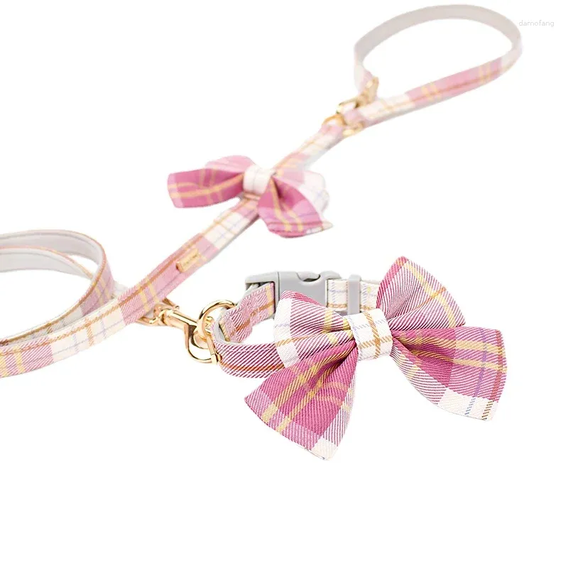 Dog Collars Bow Small And Medium Collar Leash Set Schnauzer Yorkshire Terrier Puppy Accessories Cute Cat Cats Accesorios