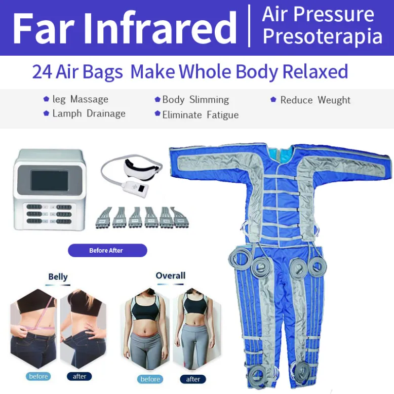 プレステラピアスリミングマシン3 in 1 Pressotherapy Lymphatic Drainage Full Body Massager 24空気圧デトックス赤外線スーツ衣類装備