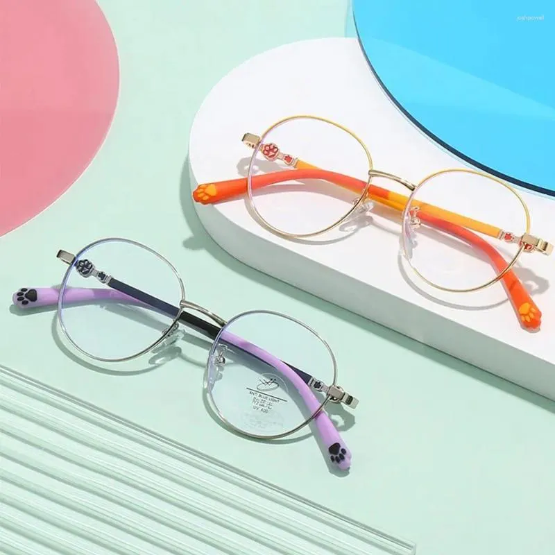 Solglasögon mode runda anti-blue lätta glasögon för barn pojkar flickor klassisk metall ram nörd glasögon barn ögonskydd datorglasögon