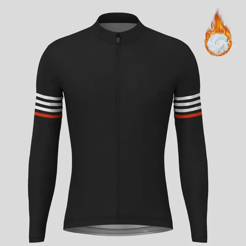 Racing Jacken Streifen Männer Winter Thermo Fleece Radfahren Jersey Langarm Fahrrad MTB Mantel Rennrad Sport Kleidung