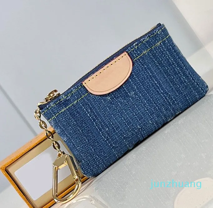 Portafoglio di design Portamonete con chiave in denim Portafogli lunghi con cerniera Borsa classica blu Portafoglio da viaggio da donna Portafoglio