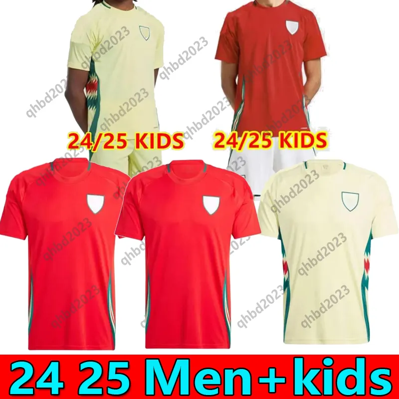 2024 2025 Galler Futbol Formaları James Bale 24 25 Galli Futbol Gömlekleri Johnson N.Williams Rodon T.Roberts Cabango Levitt Moore Thomas Erkek Kids Kit Jersey Tops