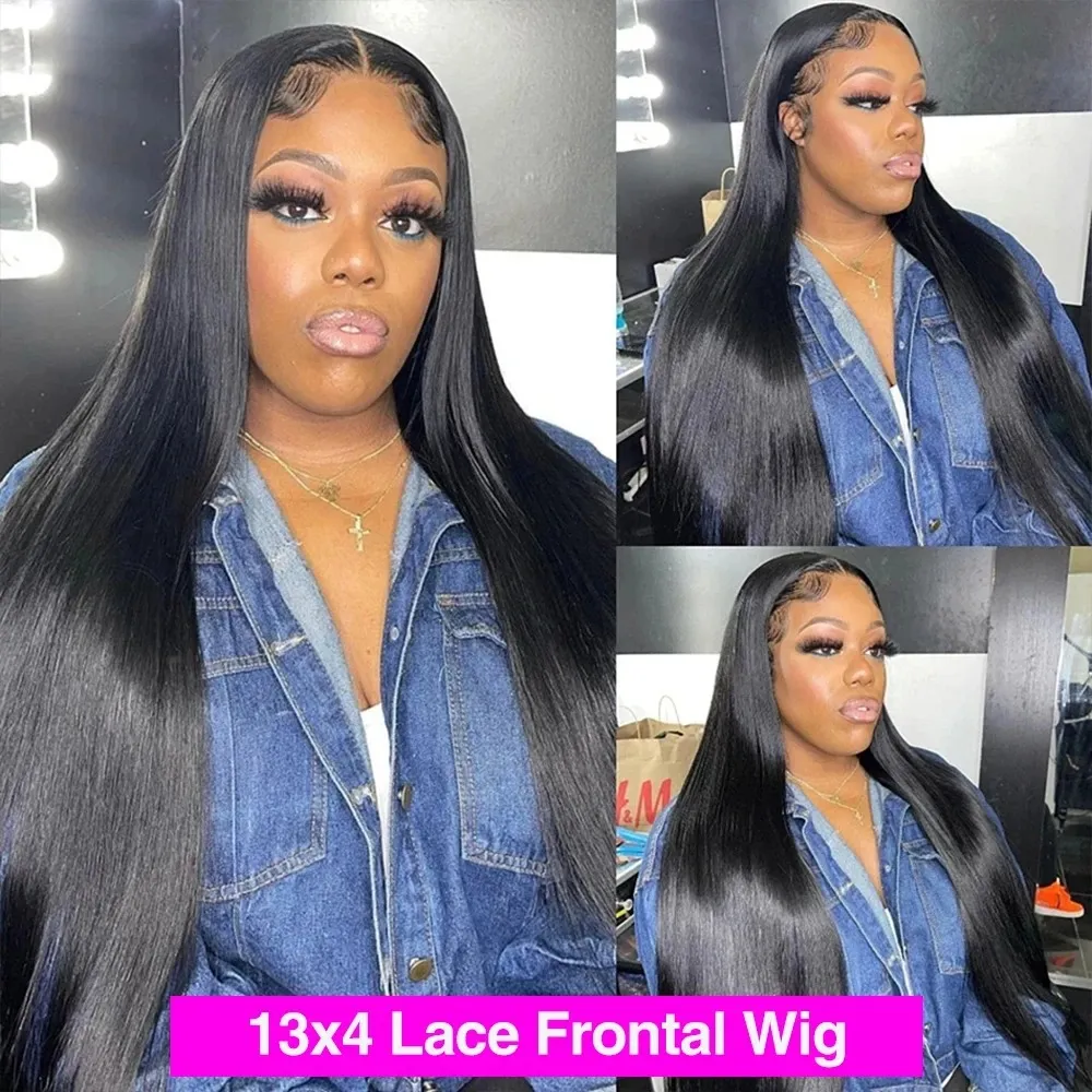 13x4 HD Transparent Lace Frontal Wig Straight 13x6 Lace Front 100% Human Hair Wigs for Black Women baby hair